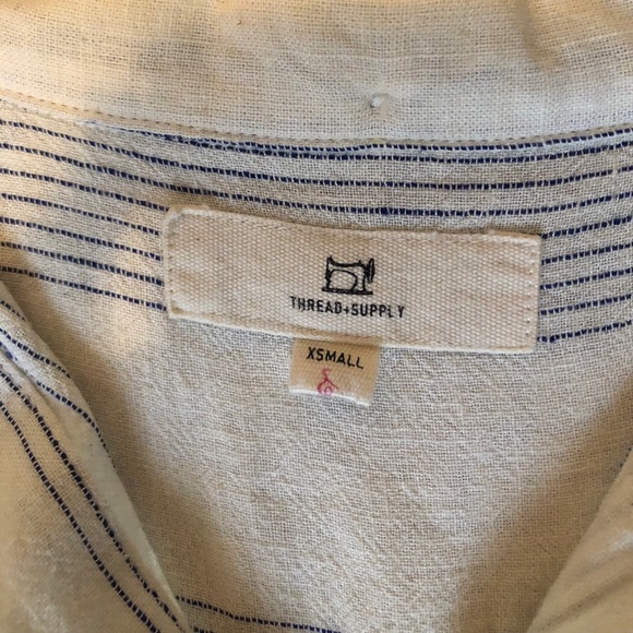 Cream/blue striped button up - Picture 3 of 3